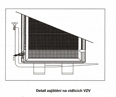 Detail zajištění revizní klece na VZV